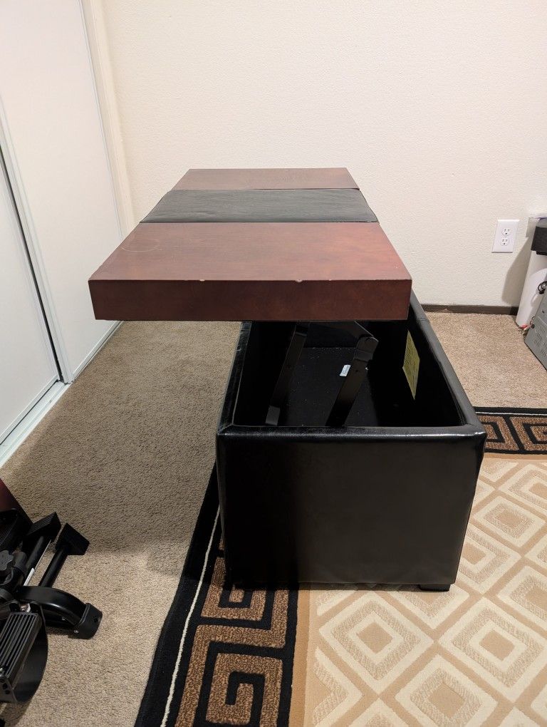 Solid Wood And Leather Storage Chest