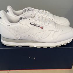Size 12 - Reebok Classic Leather White Pure Grey New With Box
