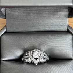 14K White Gold Engagement And Wedding Ring