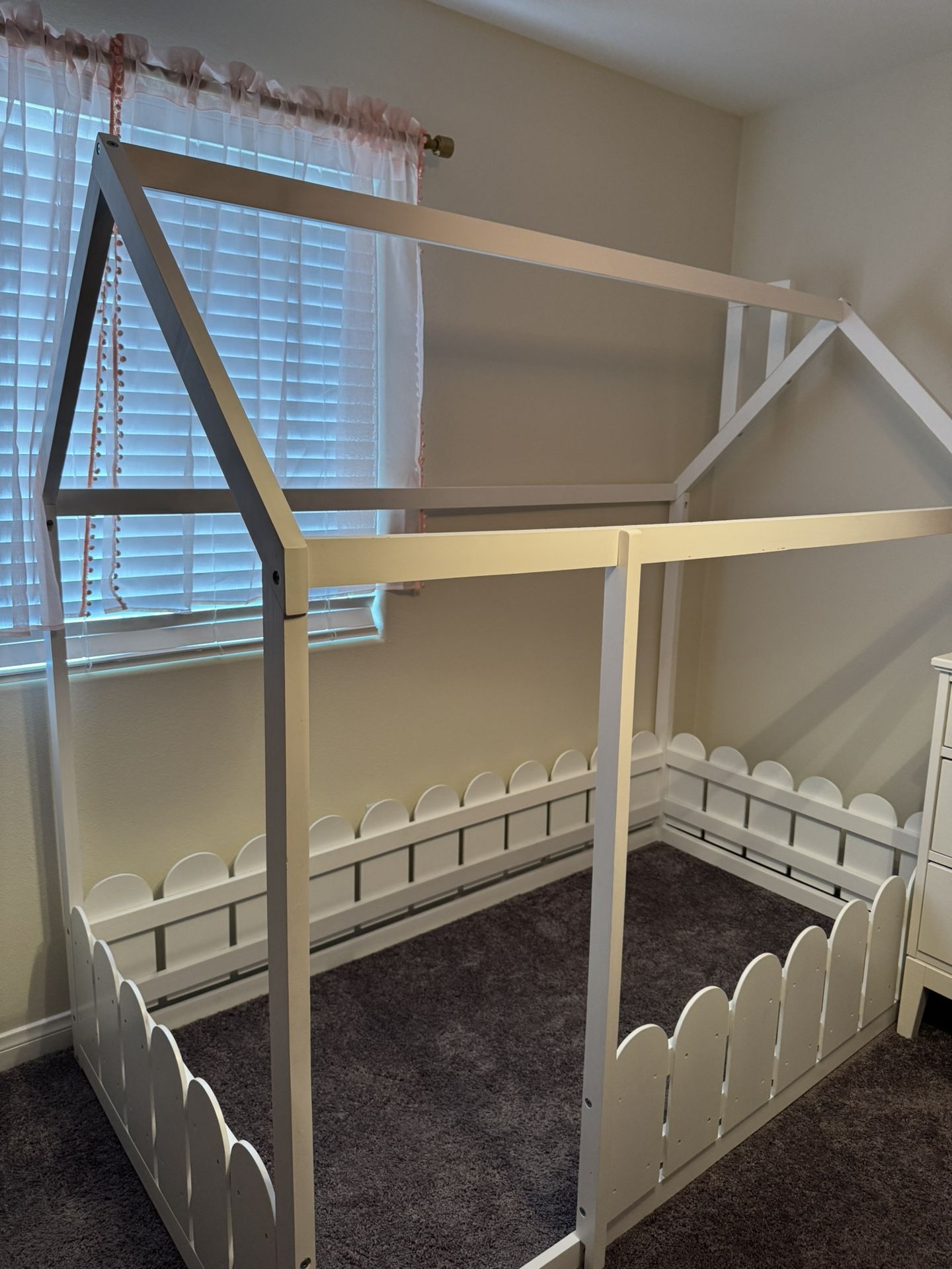 Twin White Wood Floor House Bed