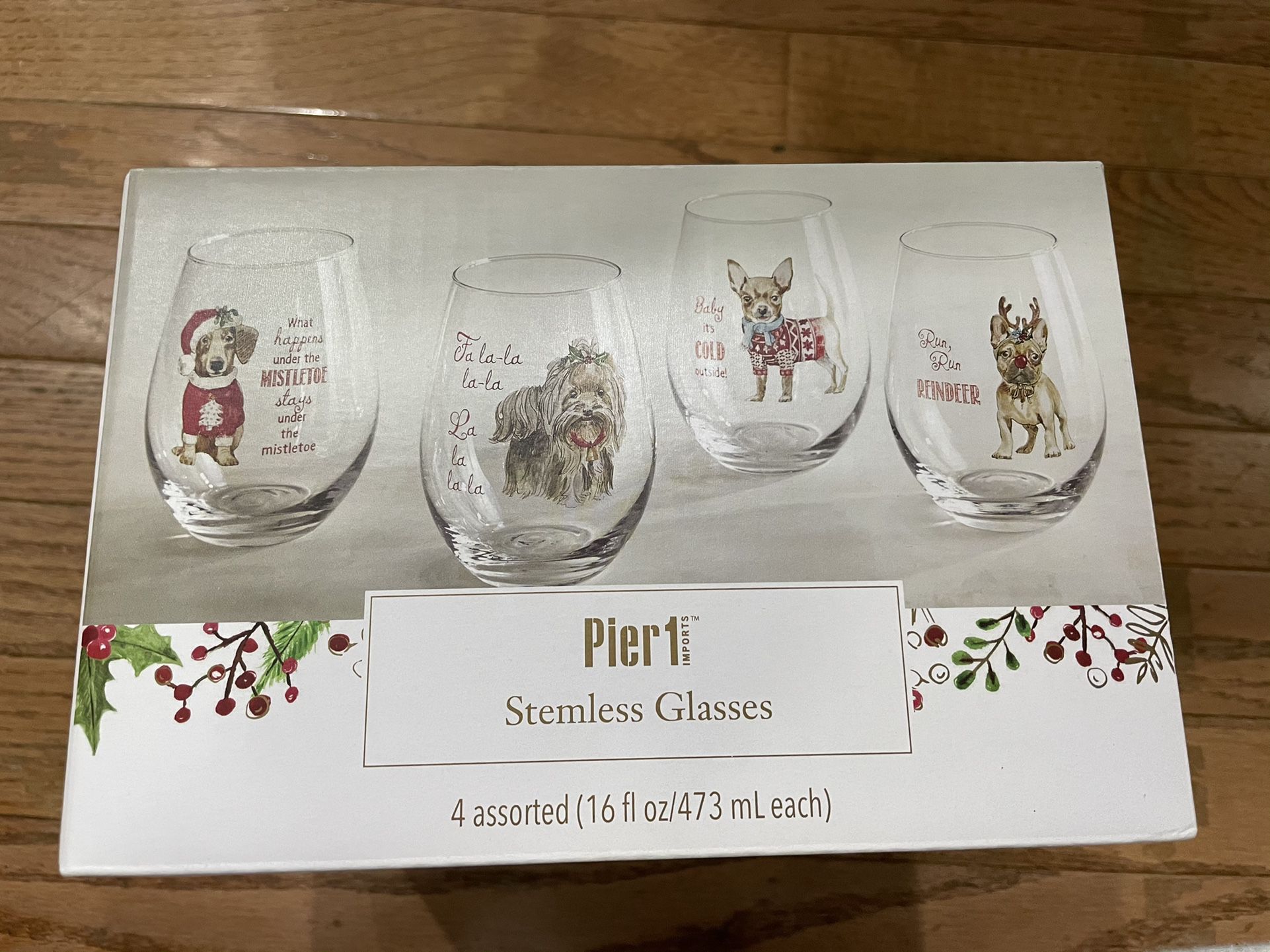 Pier One Christmas Wine Glasses