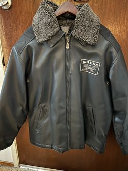 Guess Leather Jacket With Fur