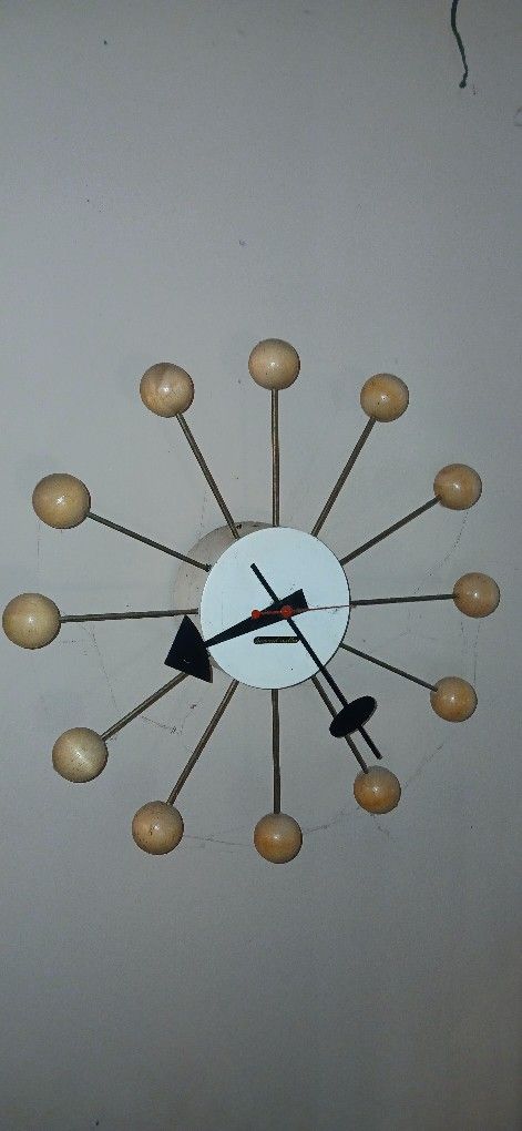 Vintage Antique Retro Mud Century Modern 1950s Howard Miller George Nelson Designer Ball Clock Electric
