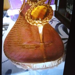 Womans Bronze Thong Gem Style In Box Never Worn Sandle Size 6