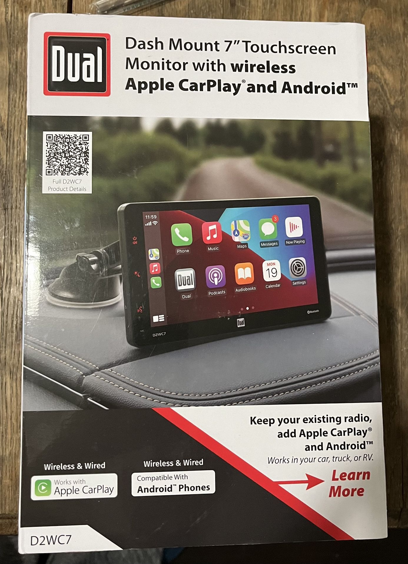Dual Mount 7” Touchscreen Monitor With Wireless Apple CarPlay & Android