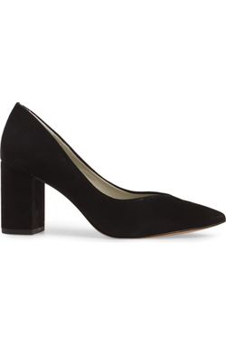 1.STATE Saffy Block Heel Pump in Black Suede Size 5