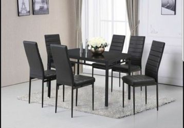 black table with 6 chairs new