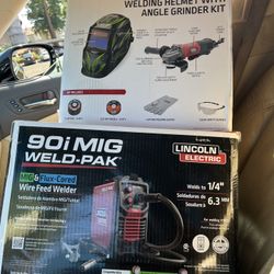 90i MIG WELD-PAK MIG&Flux-cored Wire Feed Welder And Welding Helmet With Angle Grinder Kit