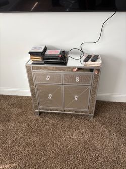 Like New Mirror and Silver Small Credenza