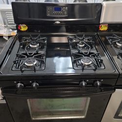 Whirlpool All Black Apartment Size 30" Wide 4 Burner Gas Stove Range Estufa 