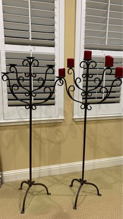 Wrought iron candle stands about 5 ft tall