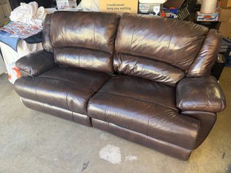 Large brown leather couch