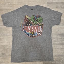 Marvel Super Heroes T-Shirt, Mens Size: Medium Gray 