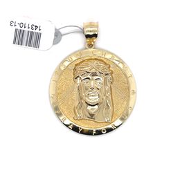 10kt Gold Pendant Large Round Jesus 7.20grams 143110 13