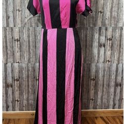 Christopher John Rogers Pink-Black Stripe Women's Maxi Dress Size 4