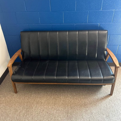 Mid-Century Modern Black leather sofa