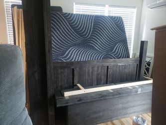 King solid wood bed frame and mattress