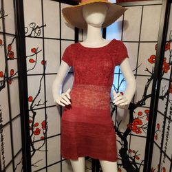 PRE-LOVED L.E.I LIFE  ENERGY INTELLIGIENCE LADIES KNIT DRESS IN ROUGE BLUSH/JUNIOR SMALL BODYCON