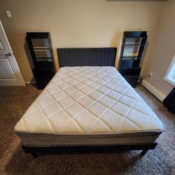Queen Mattress, Bedframe, And Nightstands