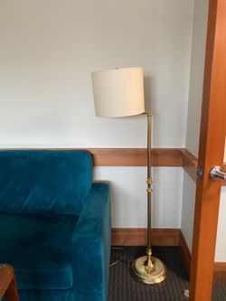 Classic Brass Floor Lamp with Drum Shade