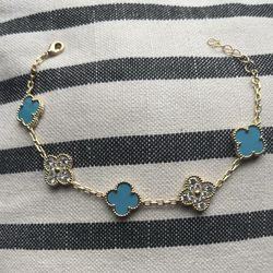 Gold Turquoise Clover Bracelet