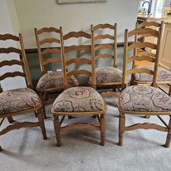 6 Ladder Back Solid Oak Dining Chairs