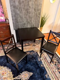 Dark Brown Dining Table Set with 2 Chairs