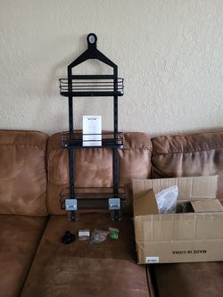 Bathroom Hanging Shower Organizer 3 Tier Black Removable Shelfs.