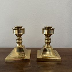 pair of gold brass vintage candlesticks