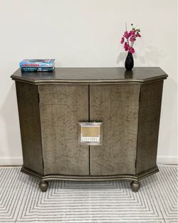 Modern Curved Accent Console/Cabinet – Metallic Finish