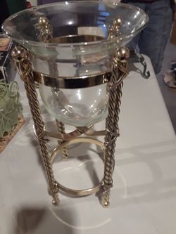 Brass Candle Holder With Glass