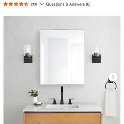 Glacier Bay 24 in. W x 30 in. H Rectangular Brushed Nickel Medicine Cabinet with Mirror