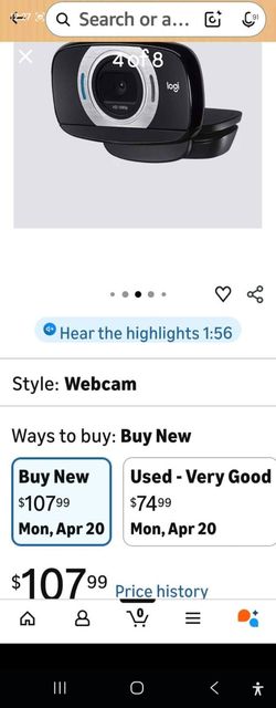 Logitech HD Laptop Webcam C615 with Fold-and-Go Design, 360-Degree Swivel, 1080p Camera