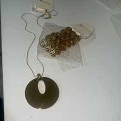 NEW Gold Medallion And Bracelet- New Directions Brand