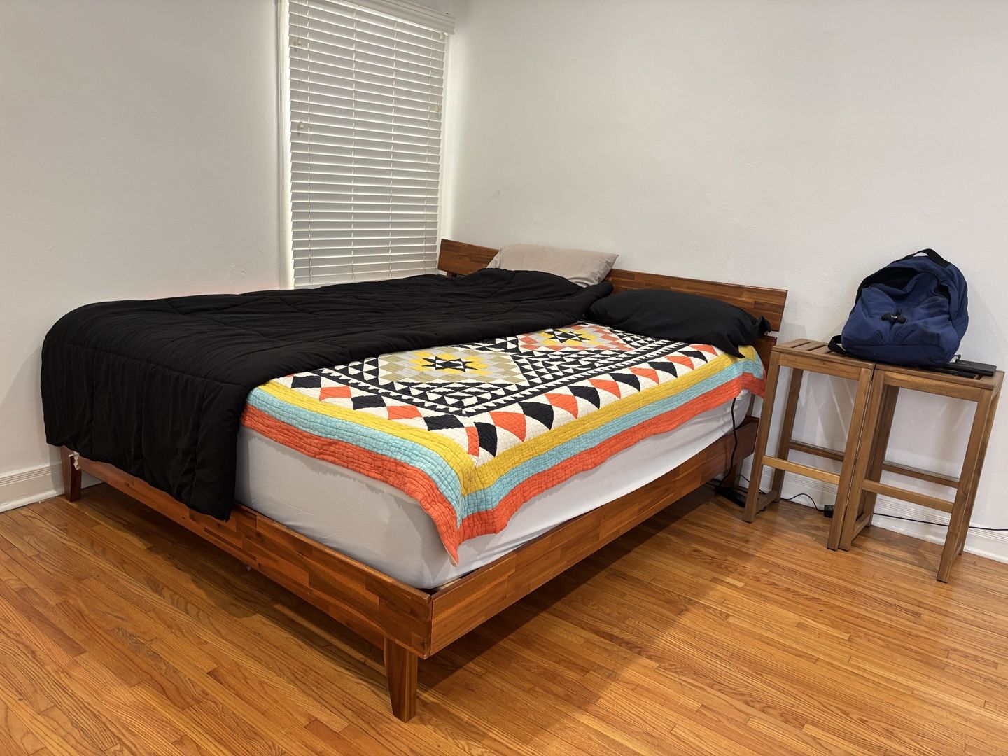 Acacia Wood King Size Bed + Memory Foam Mattress 