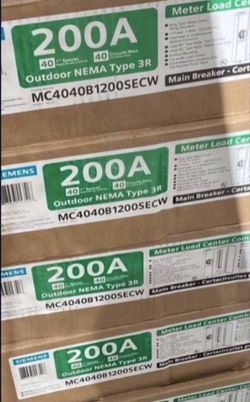 Siemens 200 Amp 120/240v 40 Space Overhead Or Underground Approved 