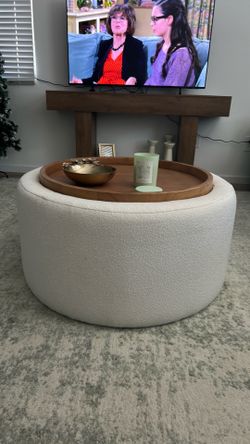 Coffee table ottoman with tray and storage