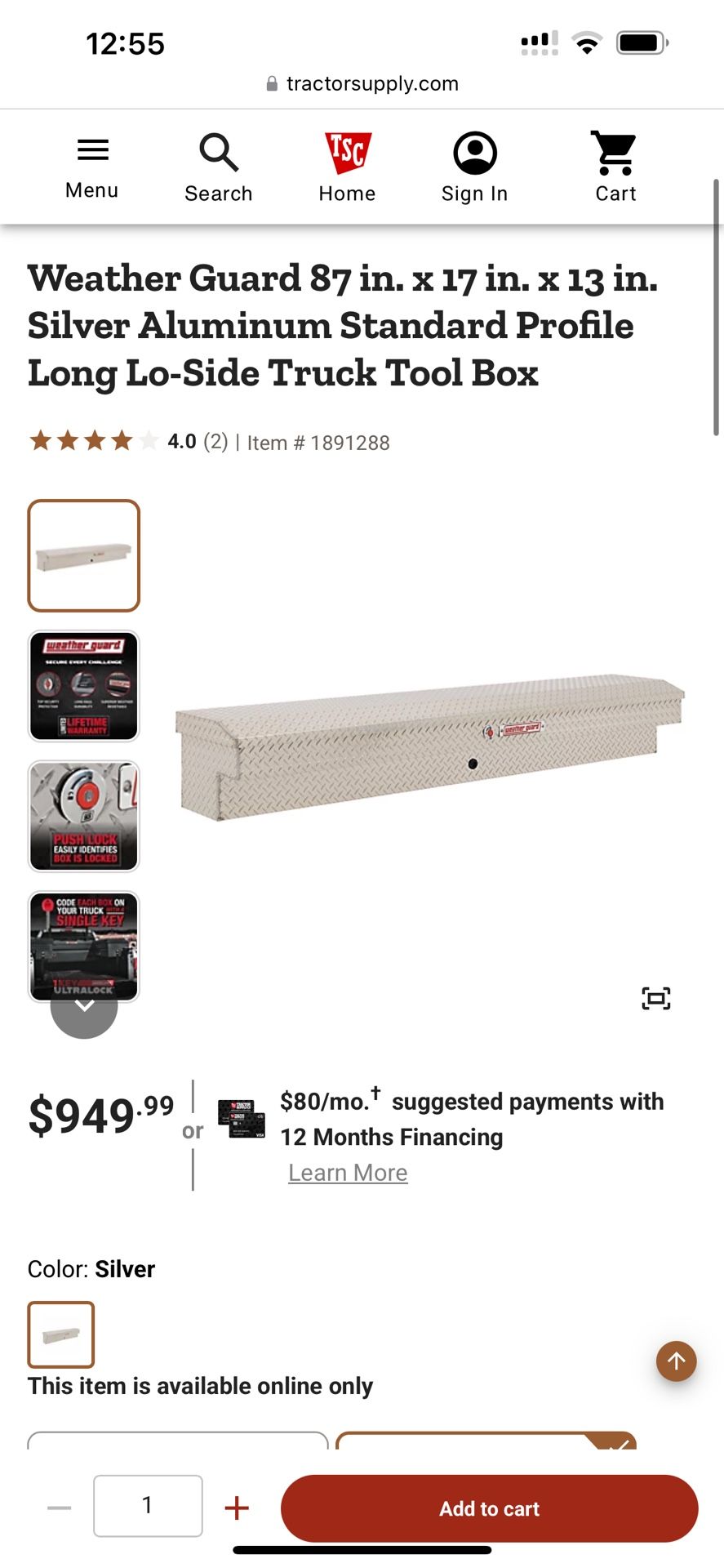 Weather Guard 164-0-04 Aluminum Long Lo-Side Truck Tool Box