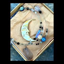 Mystical Moon Celestial Gold Jewelry Set with Brooch