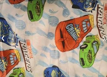 Nascar Themed Twin Bed Reversable Comforter,  Sheet Set, & Curtains
