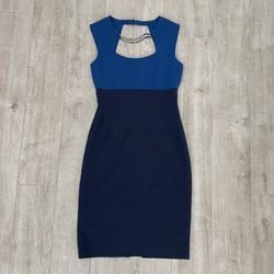 BCBGMaxAzria Color Block Dress with Metal Collar Embellishments, 2