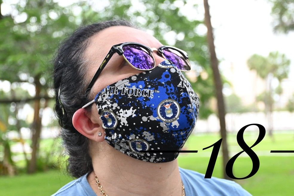 Air Force print mask,100%cotton with filter and pocket,wired nose