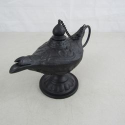 Vintage Cast Iron Aladdin Genie Lamp Candle Holder-9 1/2" Length


