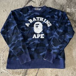 Bape Navy Camo College Logo Crewneck🌊