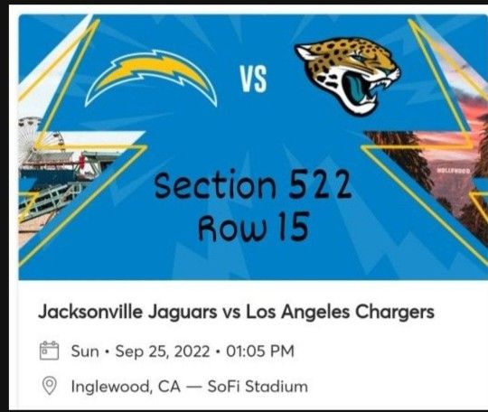Chargers Vs Jaguars Sunday September 25 @Sofi
