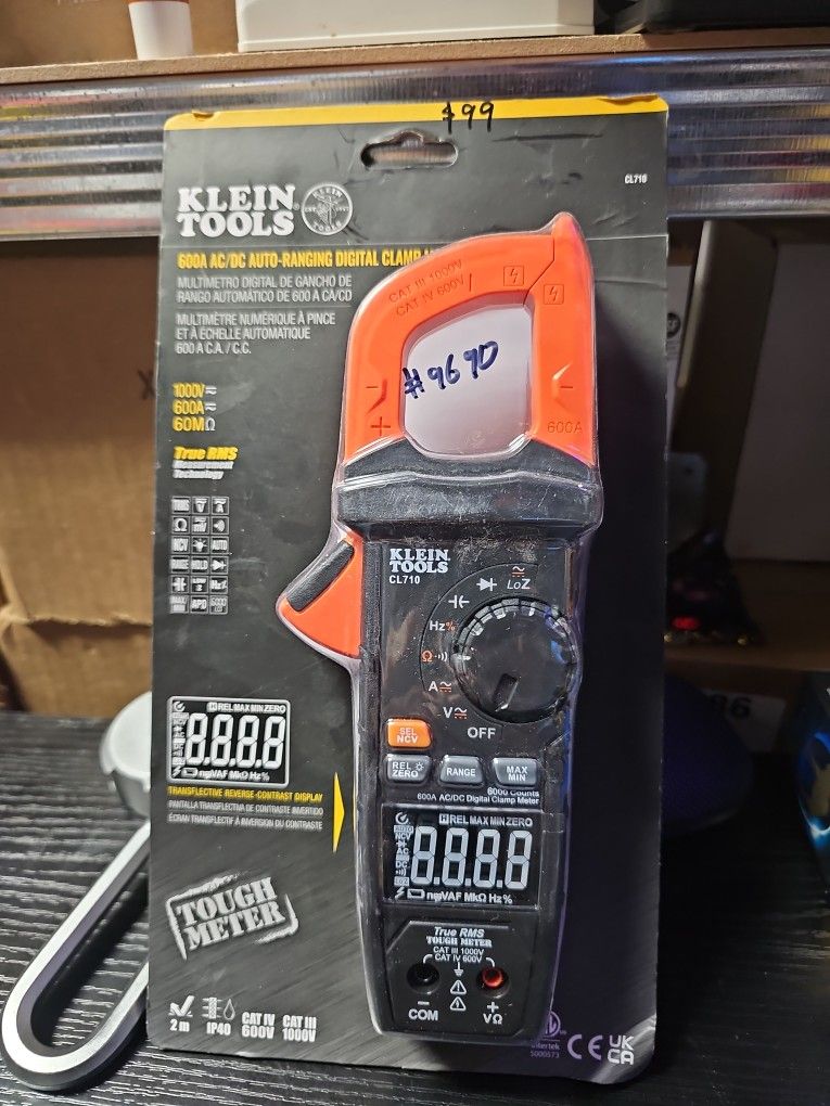 Klein Tools CL710 Pro Digital Clamp Meter with Illuminated Dial 600A AC/DC Auto Ranging TRMS NCVT 6000 Count LCD Measures Current LOZ Continuit