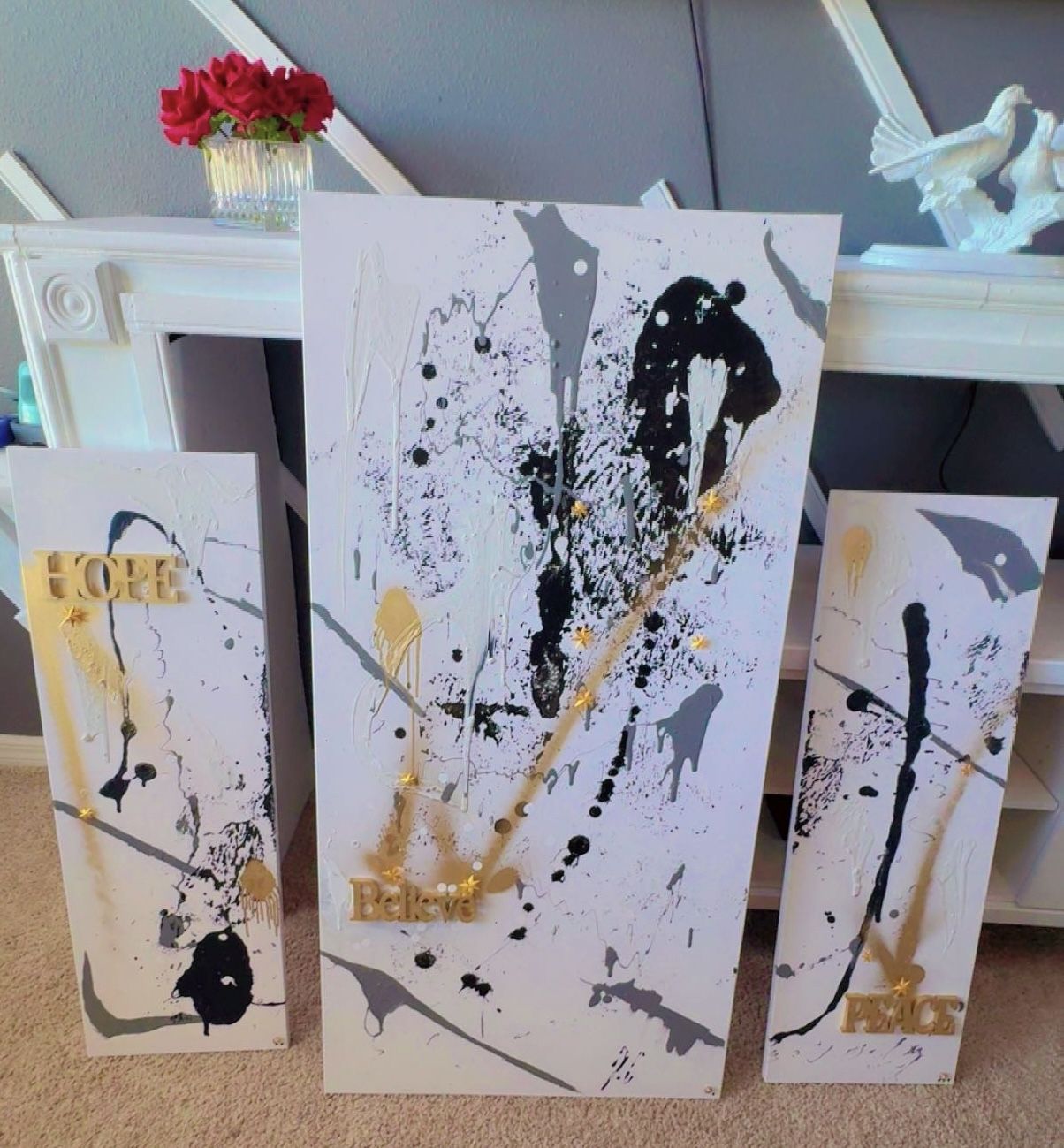 Black & Gold abstract canvas painting