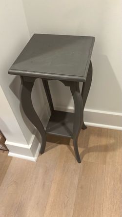 Gray Wood Accent Side Table with Lower Shelf