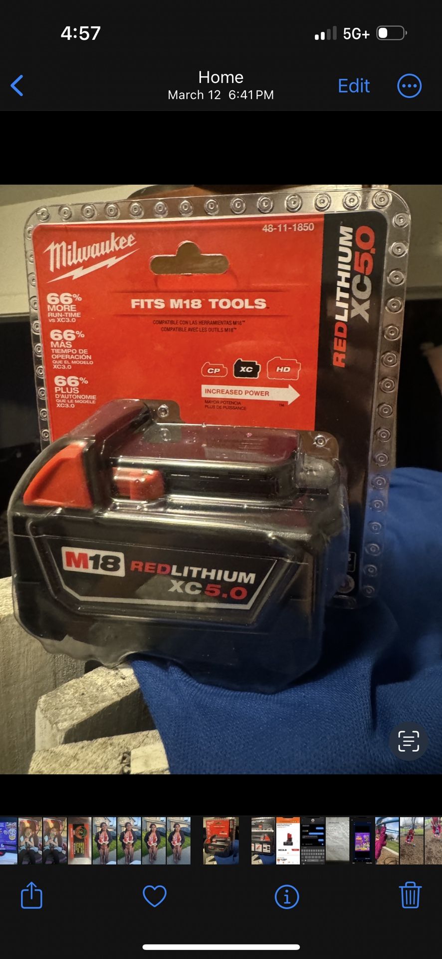 Milwaukee M18 Battery Xc5.0
