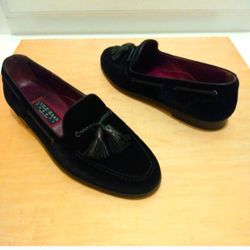 Cole Haan Elegant Formal Black Suede Men's Slip On Italy Loafer Shoes Size 9.5